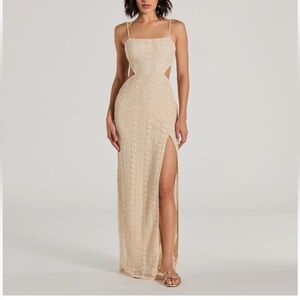 Windsor Cream Backless Lace Dress